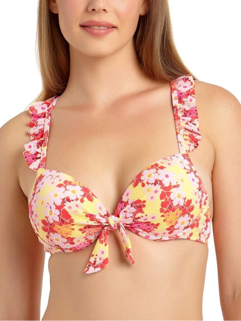 California Waves Juniors Floral Tie-Front Bikini Top